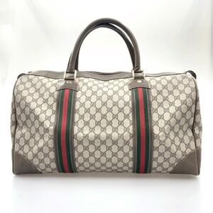 GUCCI Sherry Line GG Boston Bag Beige
